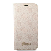 Zastitna futrola Guess BT PC/TPU 4G PU Script Metal - iPhone 14 Pro pink (GUBKP14LHG4SHP).
