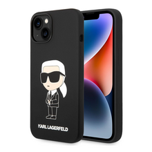Zastitna futrola Karl Lagerfeld Hc Silicone NFT Ikonik - iPhone 15 Plus crna (KLHCP15MSNIKBCK).