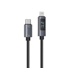 USB data kabl Superior SU-K107 pleteni 27W 3A Type-C na Lightning sa LED ekranom 1m crni (MS).
