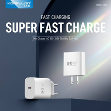 Kucni punjac KONFULON C87c + DL50, 30W, sa PD kablom Type C na iPhone lightning beli.