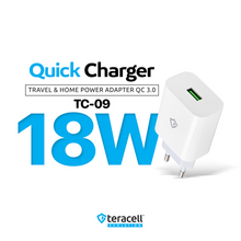 Kucni punjac Teracell Evolution TC-09 QC3.0 18W sa micro USB kablom beli CE.