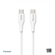 Data kabl Teracell Plus 100W PD Type C na Type C beli 1m.