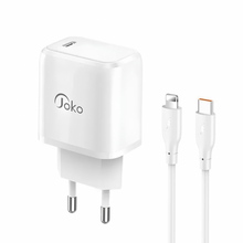 Kucni punjac KONFULON JK91+DC66 PD20W sa PD kablom Type C na iPhone lightning beli.