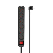 Produzni kabl sa prenaponskom zastitom/prekidac/indikator 6 uticnice 3m Max MPS-306SOPB-3M Crni.