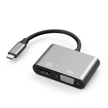 Adapter TYPE C na HDMI + VGA sivi (MS).