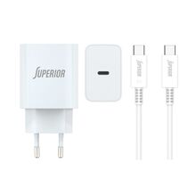 Kucni punjac Superior SU-4500 45W Type C na Type C 5A beli (CERT) (MS).