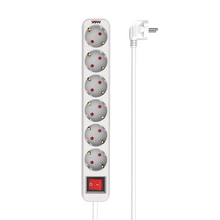 Produzni kabl sa prekidacem 6 uticnice 3m Max MPS-106SB-3M Beli.