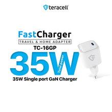 Kucni punjac Teracell Evolution TC-16GP, GaN, PD 3.0, 35W sa PD Type c kablom beli CE.