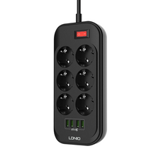 Produzni kabl LDNIO SE6403 6 uticnica 4xUSB 2.0m.