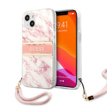 Zastitna futrola Guess Marble Strap - iPhone 13 roze (GUHCP13MKMABPI).