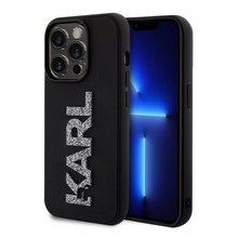 Zastitna futrola Karl Lagerfeld 3D Rubber Glitter Logo - iPhone 15 Pro Max 6.7 crna (KLHCP15X3DMBKCK).