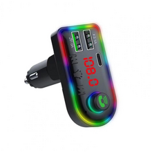 FM transmiter F8 USB, PD, TF, Bluetooth 5.0, Type C, RGB, 12-24V, Slusalica (handsfree) crni.