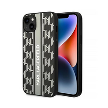 Zastitna futrola Karl Lagerfeld Hc Monogram stripe - iPhone 14 siva (KLHCP14SPGKLSKG).