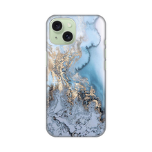 PRINT silikonska futrola - iPhone 15 Blue Gold Marble.