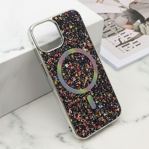 Futrole GLAM GLOW MagSafe - iPhone 13 (6.1) crna (MS).