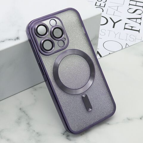 Zastitna futrola GLITTER MAGSAFE - iPhone 15 Pro (6.1) ljubicasta (MS).