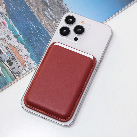 Zastitna futrola Leather Magsafe Pocket - iPhone 14 bordo.