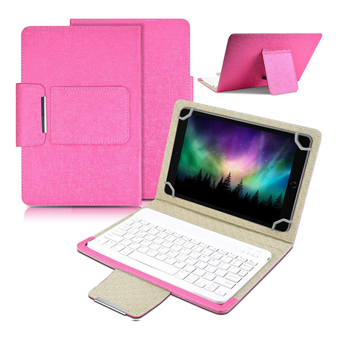 Zastitna futrola sa Bluetooth Tastaturom Leather - Tablet 10" Univerzalna pink.