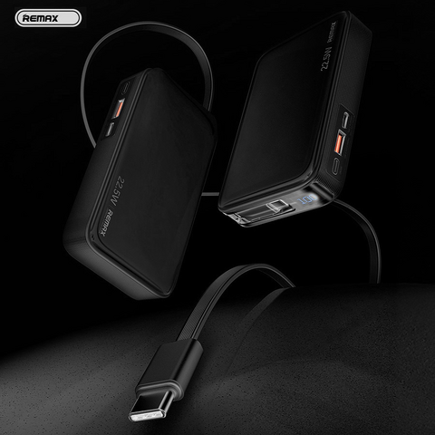 Back Up baterija (univerzalna) prenosiva baterija REMAX FCP-25 Fast Charging 22.5W(teleskopski kabl) Type-C 10000mAh crni.