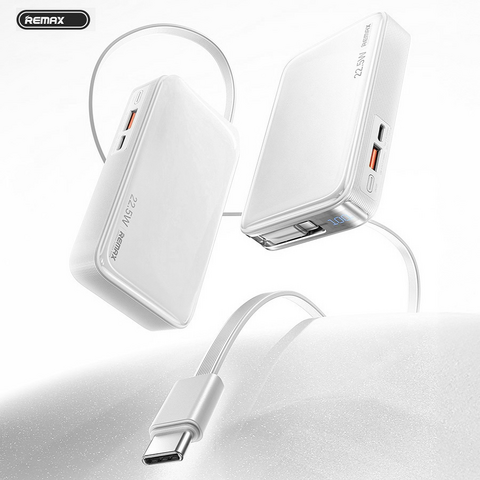 Back Up baterija (univerzalna) prenosiva baterija REMAX FCP-25 Fast Charging 22.5W(teleskopski kabl) Type-C 10000mAh beli.