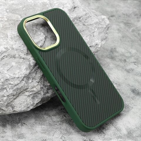 Zastitna futrola CARBON MagSafe - iphone 16 (6.1) zelena (big camera) (MS).