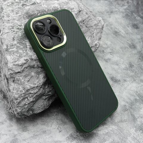 Zastitna futrola CARBON MagSafe - iPhone 15 Pro Max (6.7) zelena (small camera) (MS).