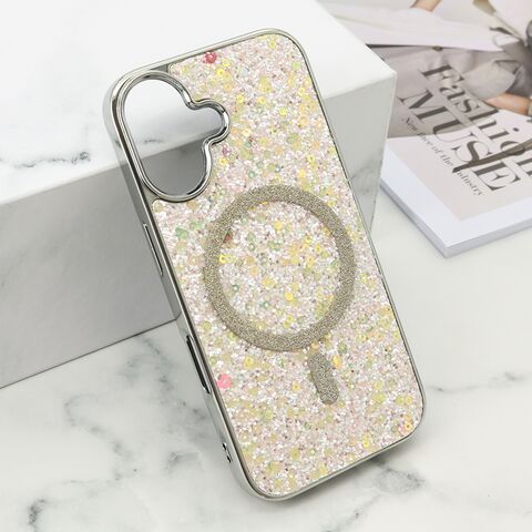 Zastitna futrola GLAM GLOW MagSafe - iPhone 16 (6.1) zlatna (MS).