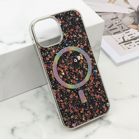 Zastitna futrola GLAM GLOW MagSafe - iPhone 15 crna (MS).