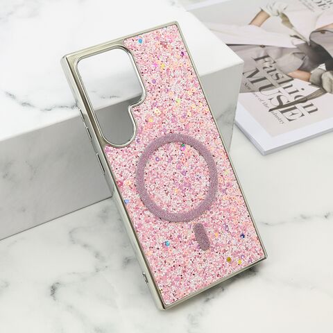 Zastitna futrola GLAM GLOW MagSafe - Samsung S928 Galaxy S24 Ultra 5G roze (MS).