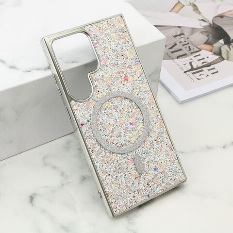 Zastitna futrola GLAM GLOW MagSafe - Samsung S928 Galaxy S24 Ultra 5G srebrna (MS).