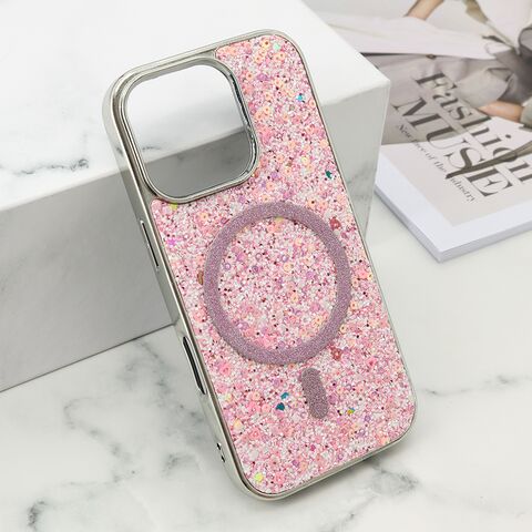 Zastitna futrola GLAM GLOW MagSafe - iPhone 16 Pro (6.3) roze (MS).