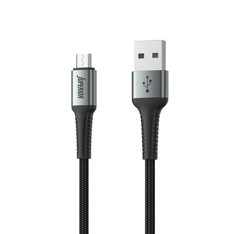 USB data kabl Superior SU-K104 pleteni Fast 12W 2.4A USB A na Micro 1m crni (MS).