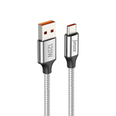 USB data kabl Superior SU-K100 pleteni Fast 120W 6A Type-C 1m srebrni (MS).