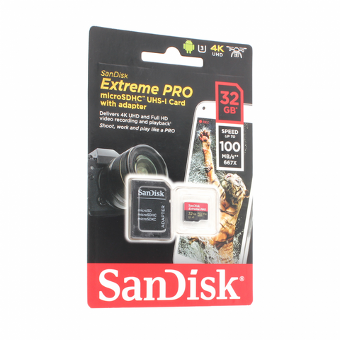 Memorijska Kartica SanDisk SDHC 32GB Micro Extreme Pro 100MB/s C10 V30 U3+SD adaperom.