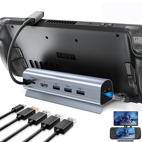 Adapter Type C JWD-TC58 na LAN, PD, HDMI, 3x USB 3.0 6 u 1 sivi.