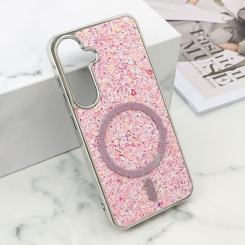 Zastitna futrola GLAM GLOW MagSafe - Samsung S921 Galaxy S24 5G/Samsung S931 Galaxy S25 5G roze (MS).