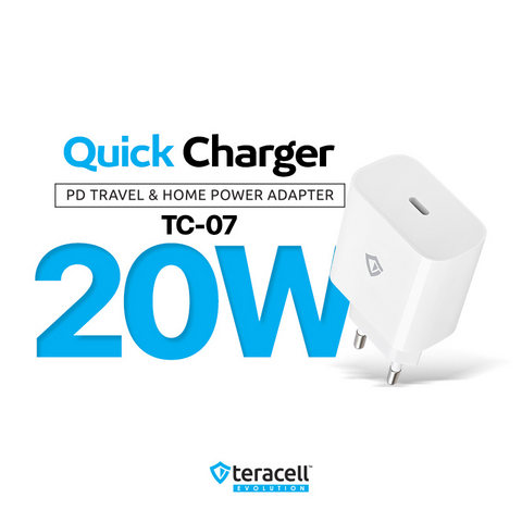 Kucni punjac Teracell Evolution TC-07 PD Fast charging 20W sa PD iPhone lightning kablom beli CE.