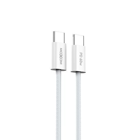 USB data kabl MOXOM MX-CB238 PD 60W Type-C na Type-C beli (MS).