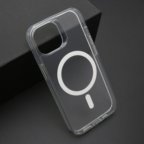 Zastitna futrola COLOR okvir MagSafe - iPhone 15 srebrna (providna) (MS).