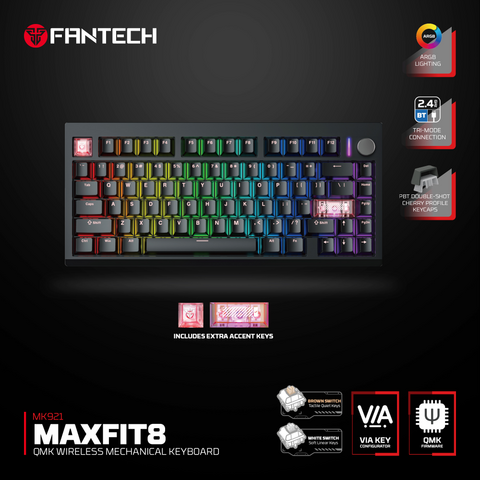 Tastatura Mehanicka Gaming Fantech MK921 Maxfit 8 Wireless crni brown switch.