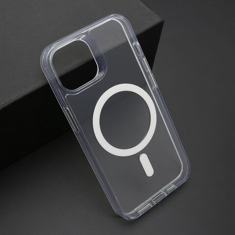 Zastitna futrola COLOR okvir MagSafe - iPhone 14 (6.1) srebrna (providna) (MS).