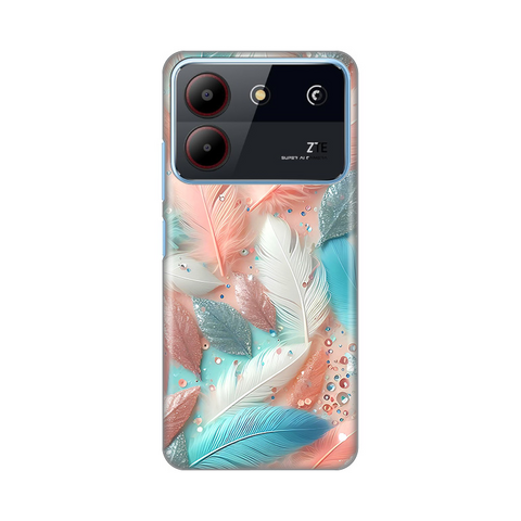 PRINT silikonska futrola - ZTE Blade A54 Pastel Feathers.