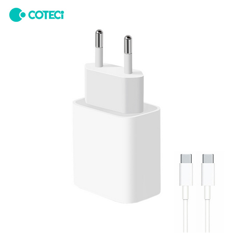 Kucni punjac Coteci CS5193 20W sa PD na lightning kablom beli.