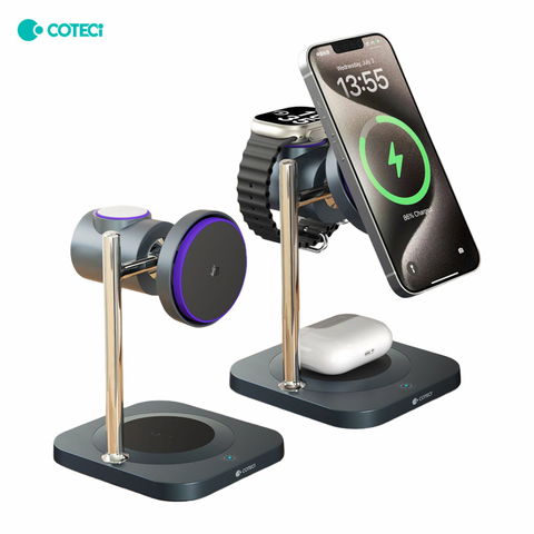 Wireless punjac Coteci BS-025 3u1 - mobilni telefon/slusalice/pametni sat crni.