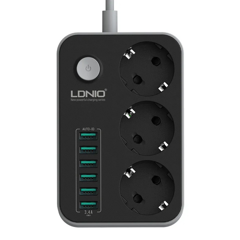 Produzni kabl LDNIO SE3631 3 uticnice 6xUSB 2m.
