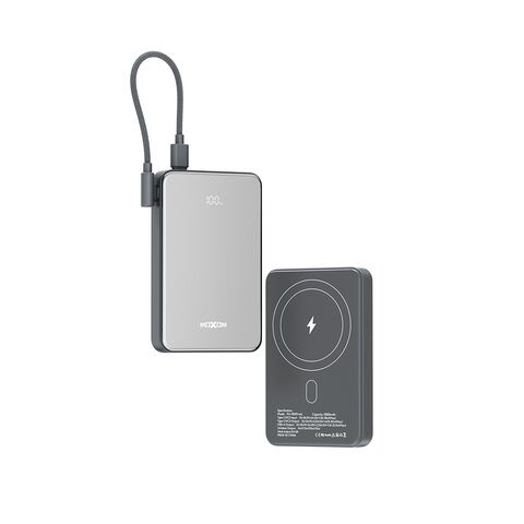 Back Up baterija (univerzalna) Magsafe Moxom MX-PB194 fast charge 22.5W + wireless 15W type C 10000mAh srebrni (MS).