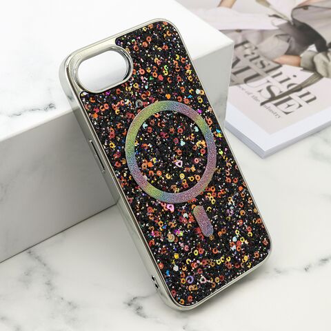 Zastitna futrola GLAM GLOW MagSafe - iPhone 16e/17e (6.1) crna (MS).