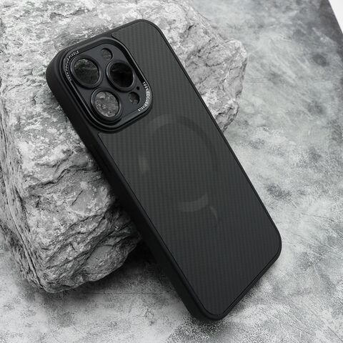 Zastitna futrola CARBON MagSafe - iPhone 15 Pro Max (6.7) crna (small camera) (MS).