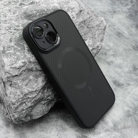 Zastitna futrola CARBON MagSafe - iPhone 15 crna (small camera) (MS).