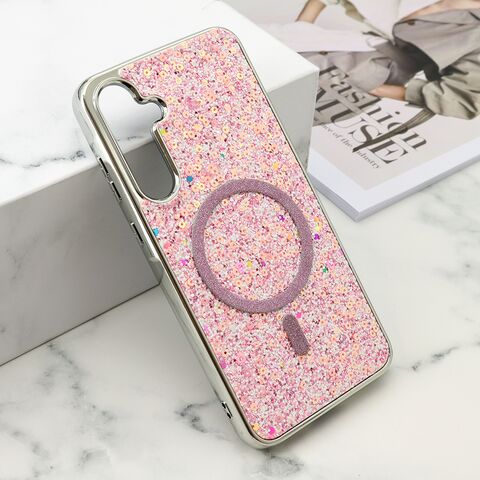 Zastitna futrola GLAM GLOW MagSafe - Samsung A556 Galaxy A55 5G roze (MS).